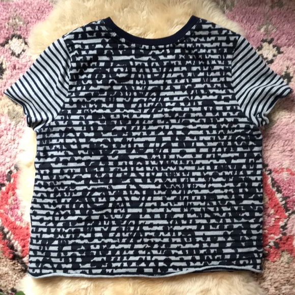 Striped Leopard Animal Print Terry Raw Edge Sweat - Picture 6 of 6